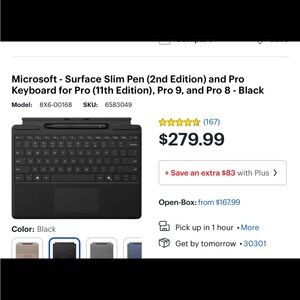 Microsoft Black Tablet Keyboard with QWERTY Layout and Trackpad